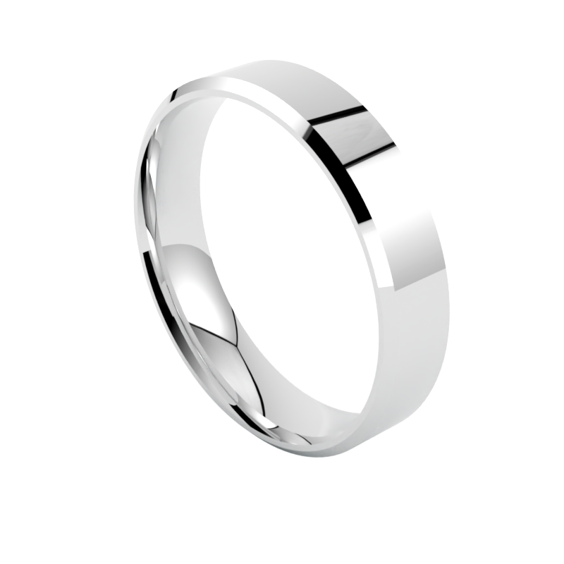 męska obrączka klasyczna elegancka białe złoto 585 płaska fazowana 5 mm